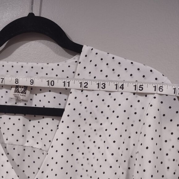 Anne Klein White Top Polka Dot Long Sleeve Size Medium - 3FOR$25 - - Picture 4 of 8
